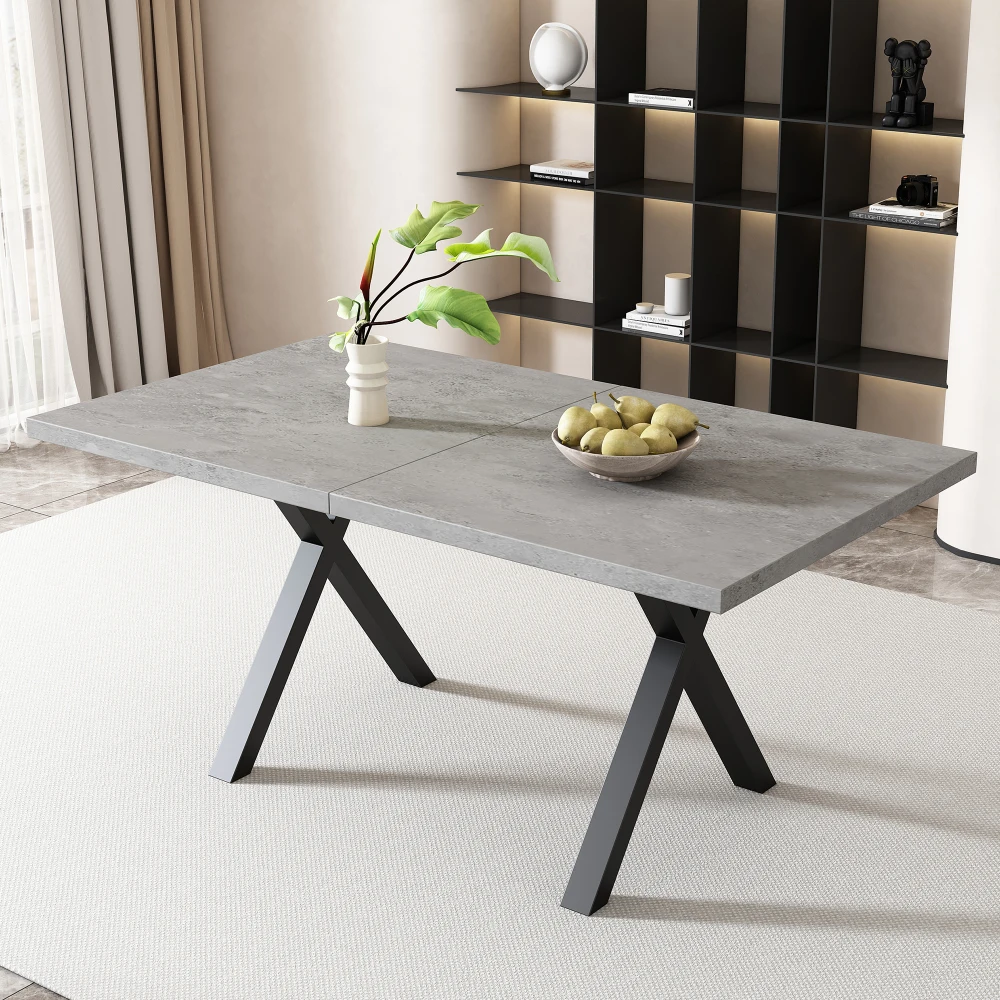 Esstisch, gekreuztes Design, rechteckiger Esstisch, Couchtisch, moderner, einfacher Esstisch aus Schmiedeeisen, 140 x 80 x 76 cm – Detail 12