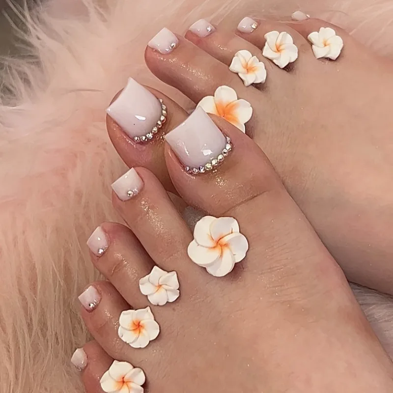 8pcs/Bag Soft Silicone Flower Design Perals Toe Separator For Pedicure Foot Finger Splitter Flexible Finger Toe Separation Tool
