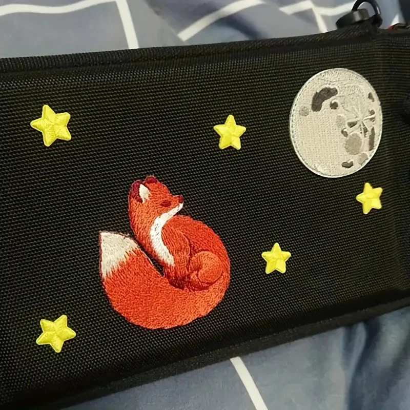 Cartoon Anime Fox e Penguin Patch, Patches de roupas bordadas para menina e menino, Decoração de adesivos de roupas