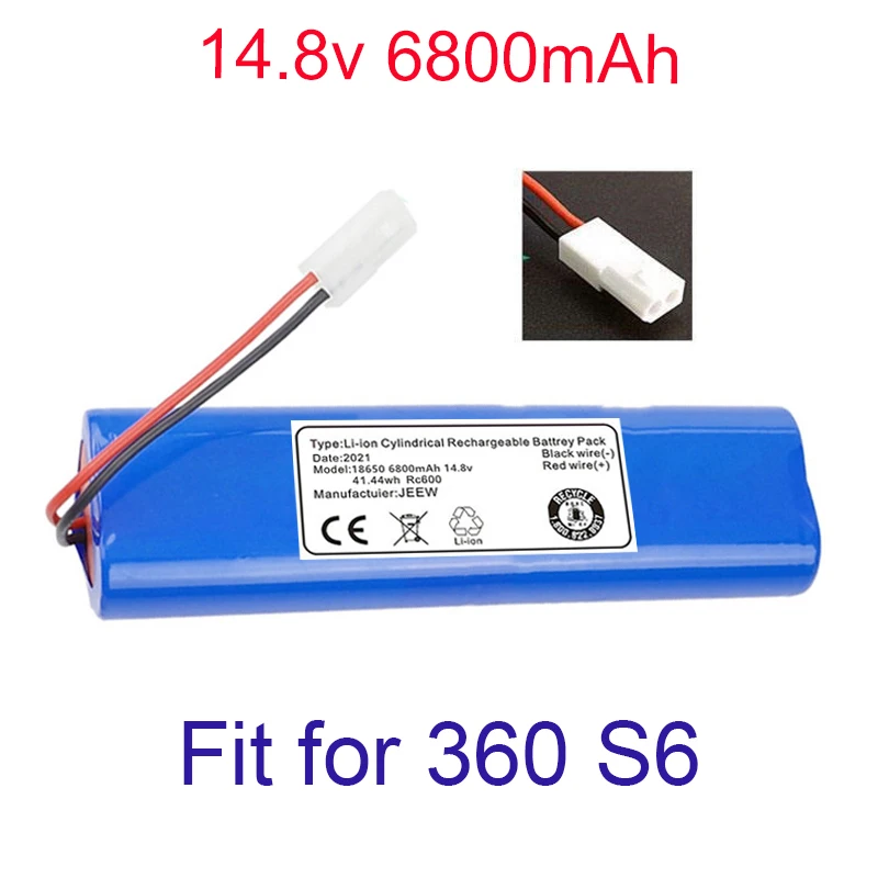 Original 14.8V 6800mAh Battery Pack for Qihoo 360 S6 Robotic Vacuum Cleaner Spare Parts Accessories Replacement Batteries