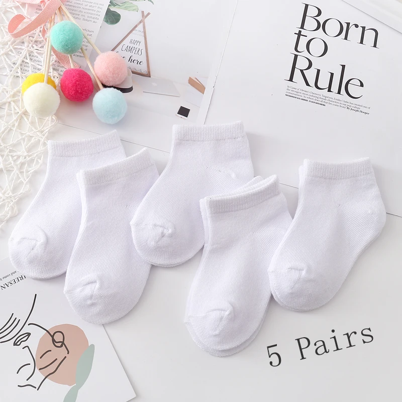 

Children's socks Spring and summer breathable pure white socks for boys and girls, thin cotton socks for children and babies