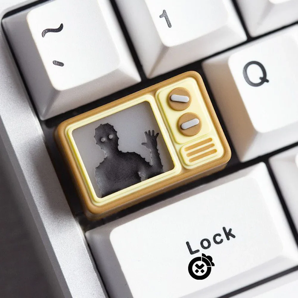 

Translucent Television Cute Dinosaur Personalized Keycaps Horror Ghost Keycaps Creative Resin Mechanical Keyboard Caps Gifts