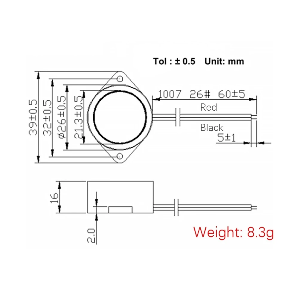 2616 Active Piezoelectric Buzzer 26*16MM Waterproof Buzzer Alarm Sealed Waterproof 3-24V 26X16MM Diy