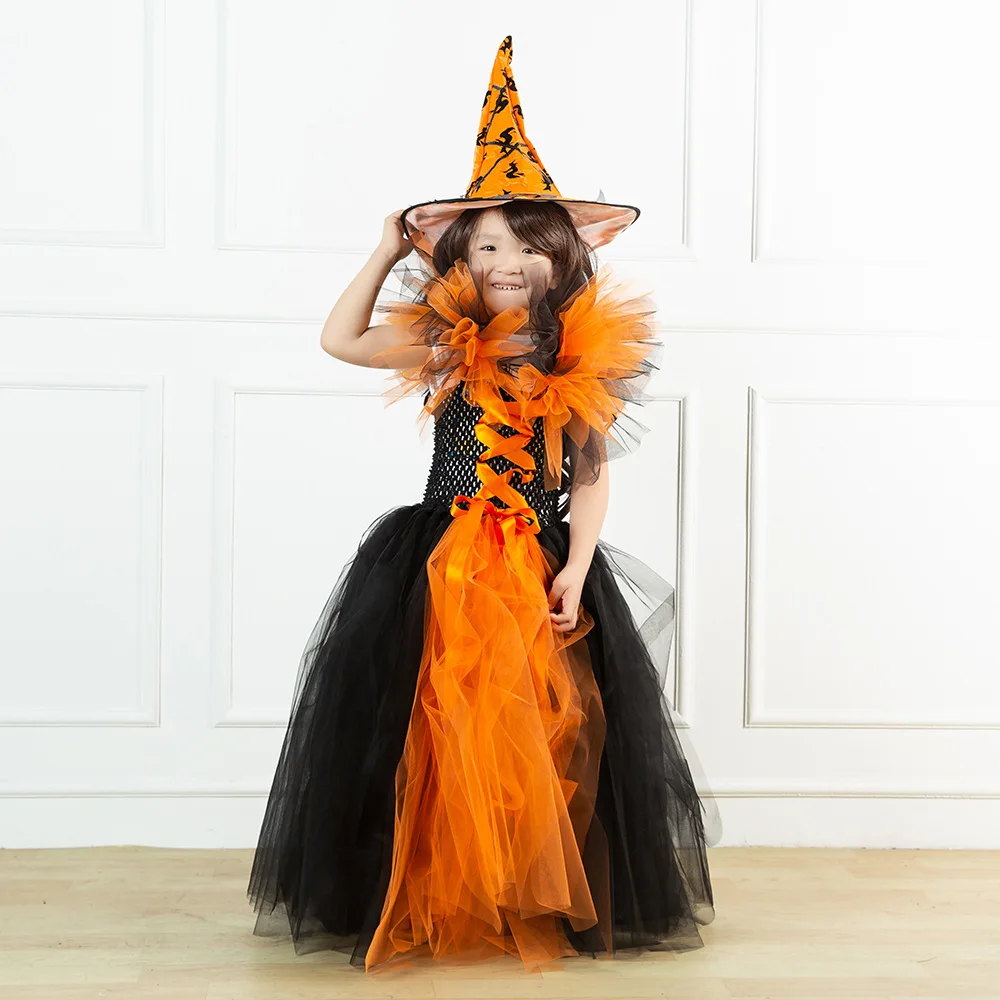 New Movie Wednesday Cosplay Witch Dress Girls Maleficent Black Gothic Vampire Dresses Children Halloween Party Clothes