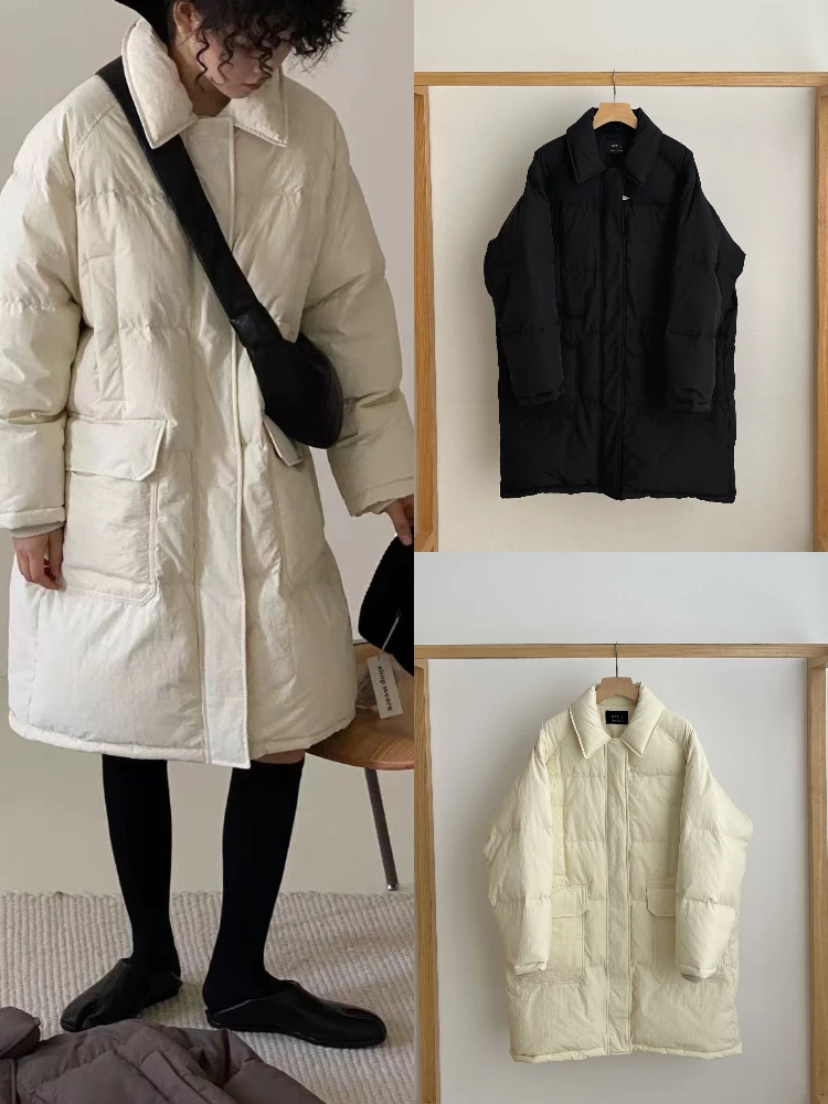 كوي جدا دونغدا بوابة المرأة منتصف طول أسفل Jaet الخبز Sle كيت بسيط Sle ملابس خارجية دافئة طويلة Sve سستة #1