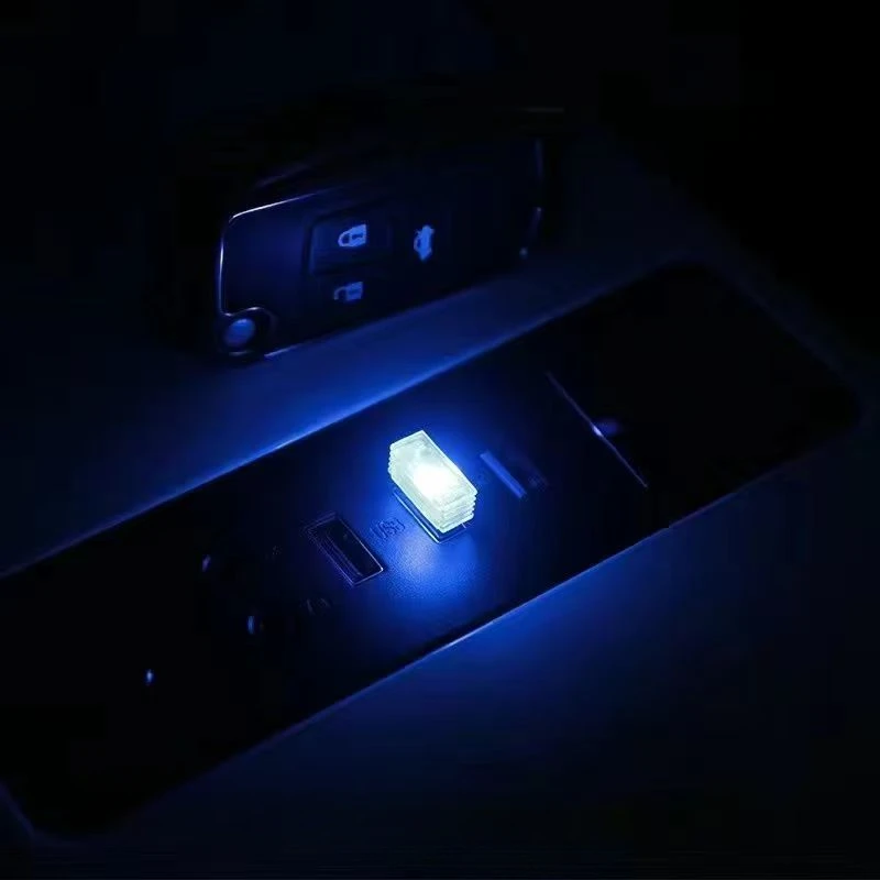USB 무선 차량 주변 조명, 다채로운 범용 음성 제어 LED 인테리어 조명