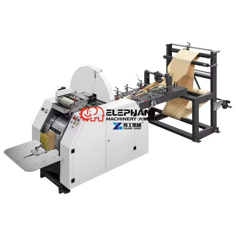 Fully Automatic V Sharp Bottom Khaki Kraft Craft Shopping Food Paper Bag Folding Making Machines To Make Paper Bags