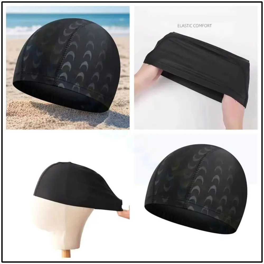 

Universal Nylon Adult Swimming Caps Black High Elastic Swim Cap Ear Protection Breathable Male Swimming Hat Men Women