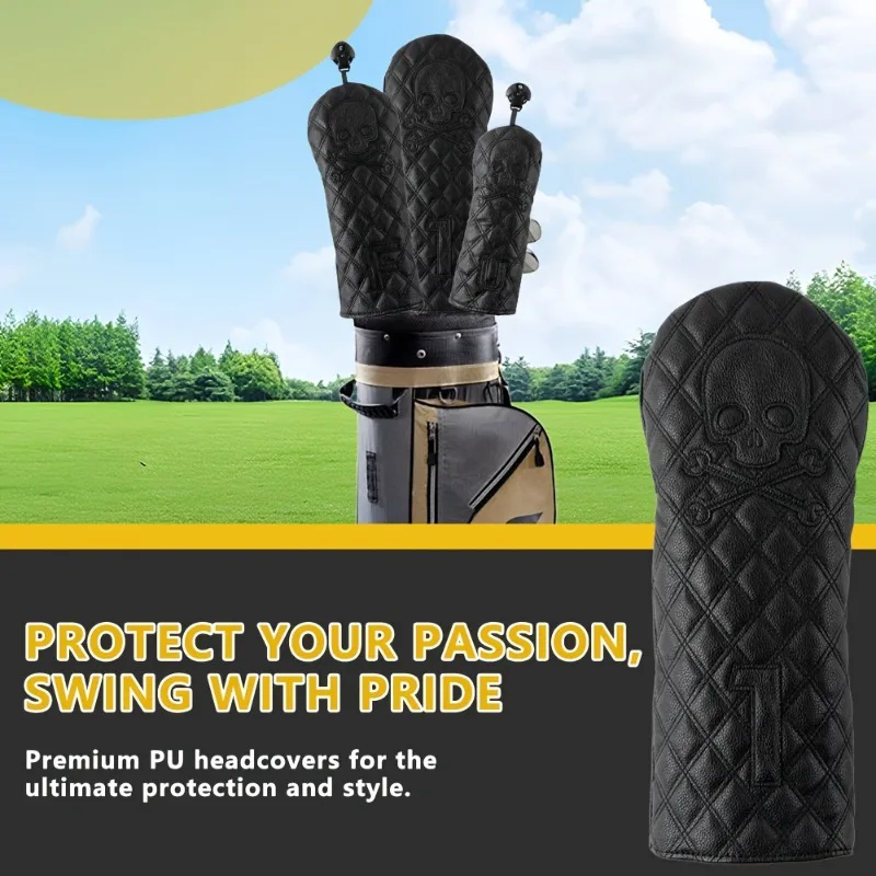 Copertura protettiva da golf, design scheletro nero puro, antipolvere e durevole, migliore protezione della testa della palla e degli accessori da golf