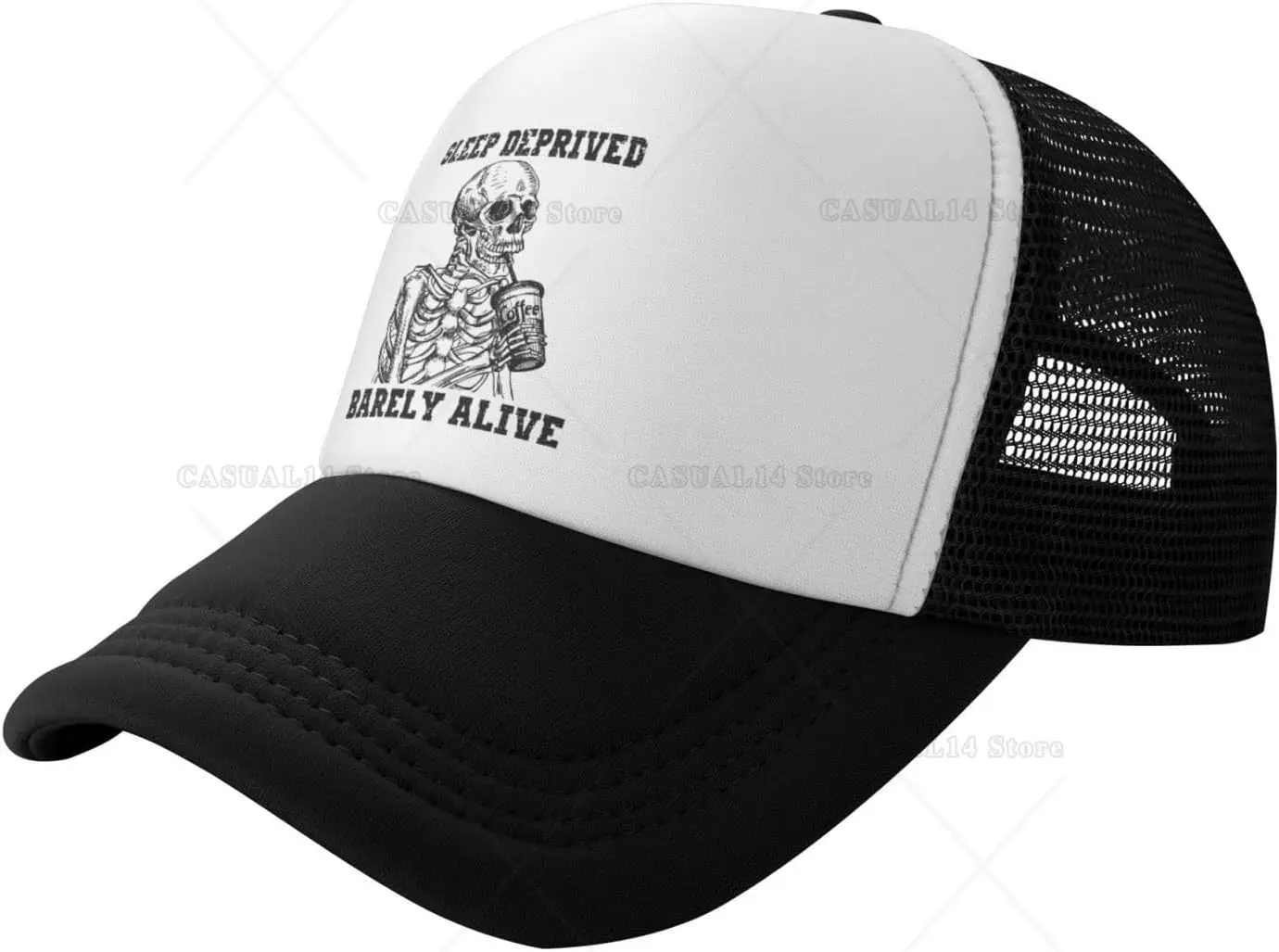 Funny Skeleton Mesh Hats Women Golf Trucker Hats Sleep Depriveds Barely Alives Adjustable Hat