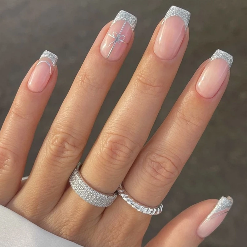Серебряный-блестящий-пресс-на-ногтях-с-французским-кончиком-акриловая-наклейка-для-ногтей-на-ногти-для-повседневного-ношения-и