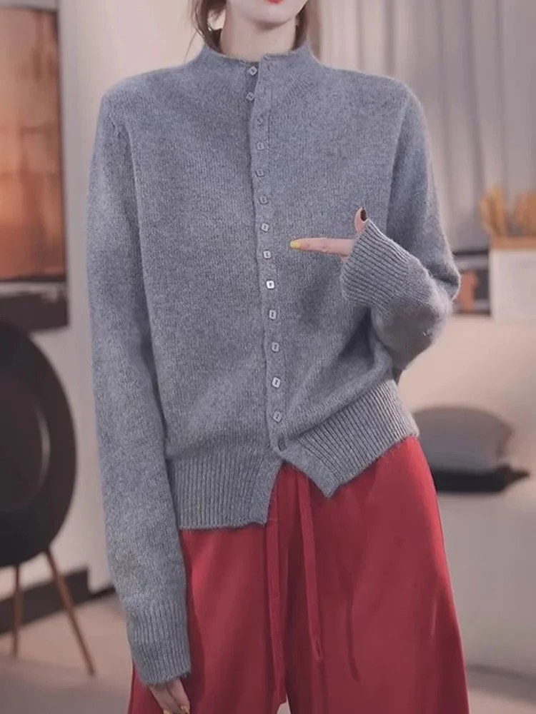 

Sli простой цветной вязаный открытый кардиган на одной пуговице, женский топ премиум-класса, верхняя одежда ранней осени