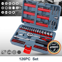Hi-Spec Car Repair Tool CRV Screwdriver Household Set Ratchet Socket Head Set 126 Piece Driver Bits Socket Torque Wrench