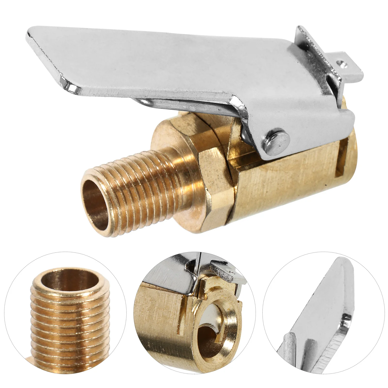 

Car Valve Adapter Air Pump Thread Nozzle High Strength Clamp Type Quick Release Connector for Motorcycle Bike Tyre Inflator Air