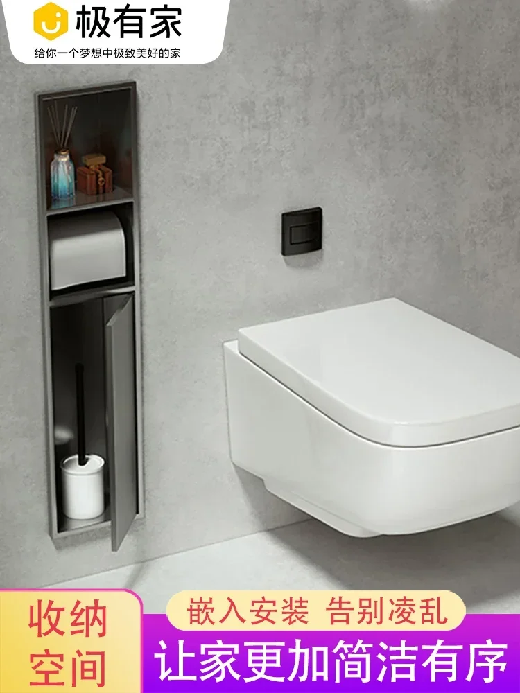 Stainless steel niche concealed embedded toilet brush toilet hotel shelf toilet roll paper holder custom free shipping