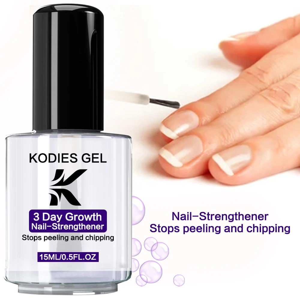 KODIES GEL 3-dniowy wzmacniacz wzrostu paznokci do naprawy paznokci Formuła keratynowa Top Coat Szybkoschnący Super Shine Finish Utwardzacz do paznokci