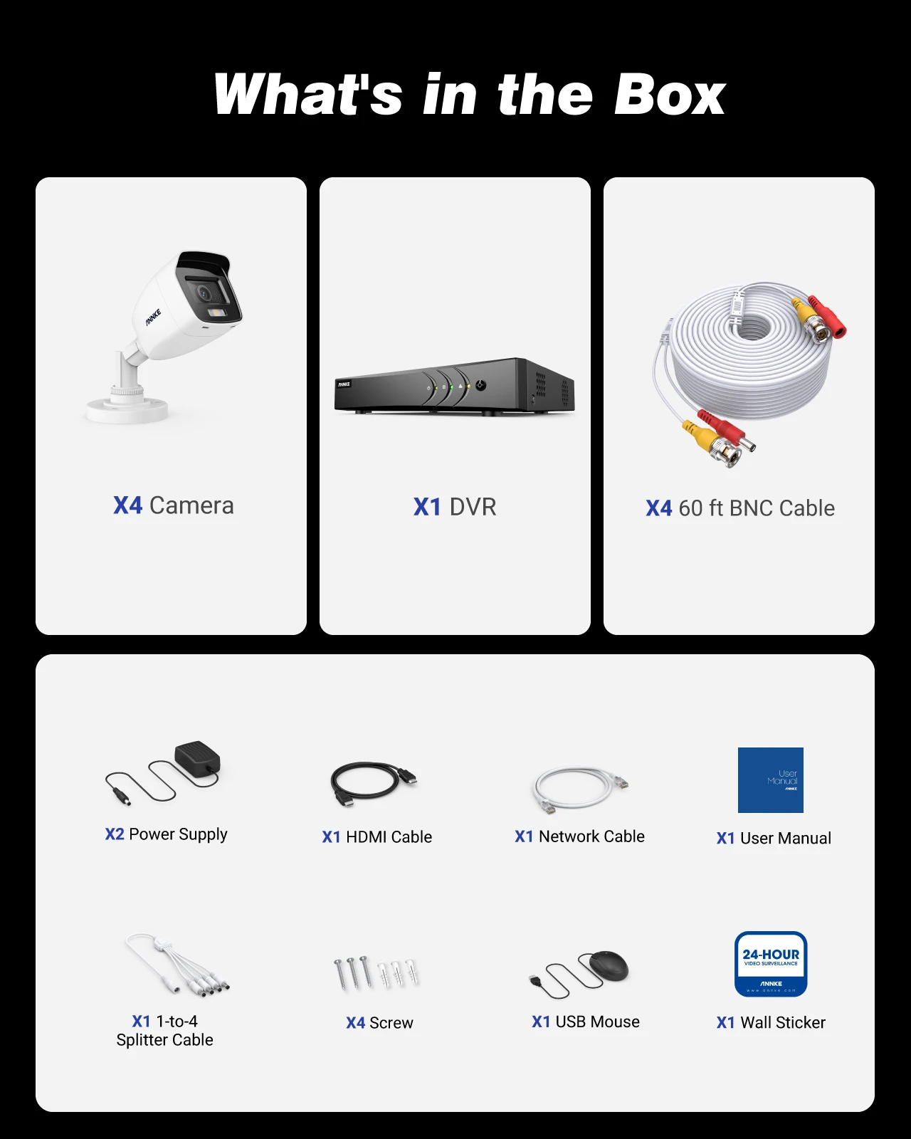 ANNKE 8-قناة 5MP H.265 + DVR نظام كاميرا الأمن مع أربعة 2MP NightChroma كاميرات CCTV خارجية مقاومة للماء