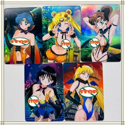 5 pezzi Sailor Moon Tsukino Usagi Sailor Mercurial costume da bagno Sexy esposto Hero Battle Card Ultra Instinct Game carte da collezione