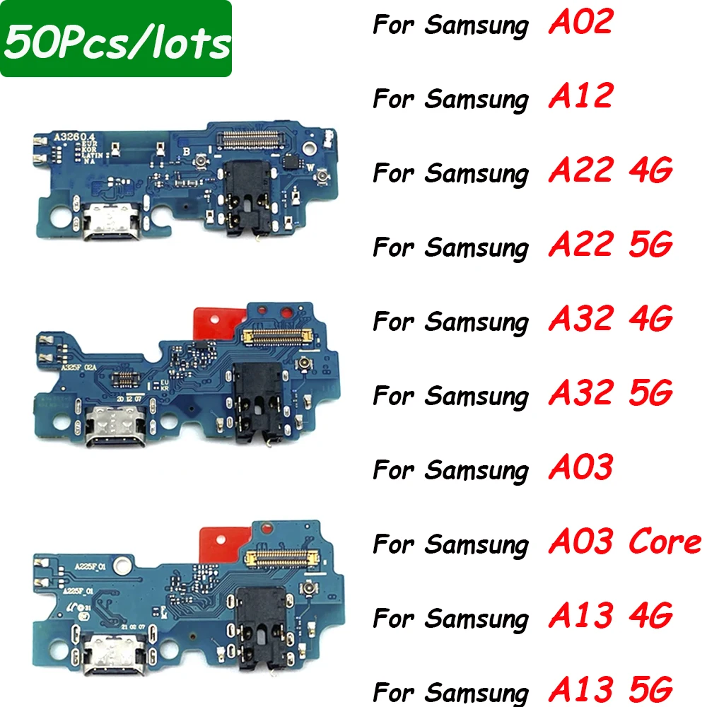 50Pcs，USB Dock Connector Charging Port Flex Cable For Samsung A22 5G A12 A32 A53 5G A03 Core A02 Charger Board With Mic Module