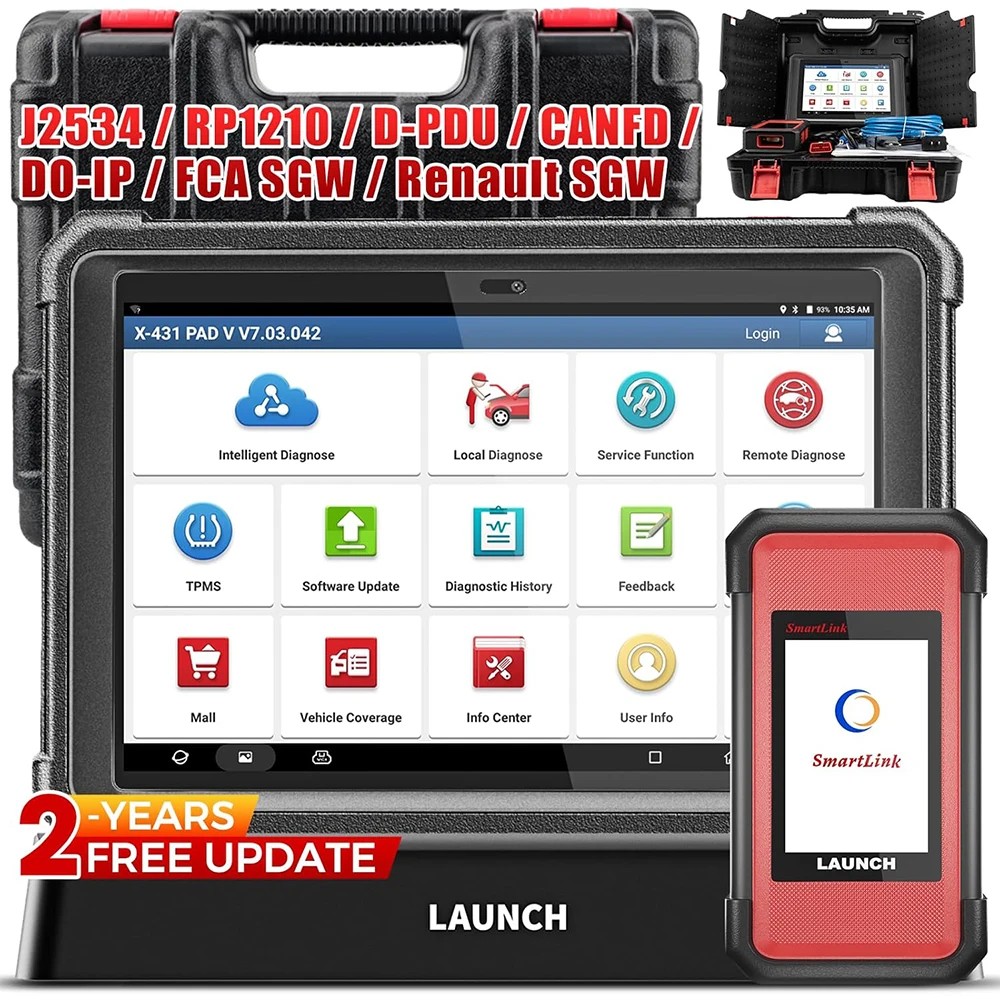 LAUNCH X431 PAD V Elite ECU Инструмент сканирования кодирования Топологическая карта Двунаправленное управление 60 + обслуживание CANFD DOIP HD Грузовик 2 года бесплатно