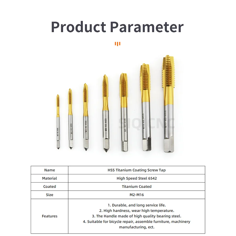 Hss Titanium Coating Schroefboor M2 M2.5 M3 M3 M3 M4 M4 M6 M8 M10 M12 Metrische Rechte Fluit Draad Kraan Handgereedschap