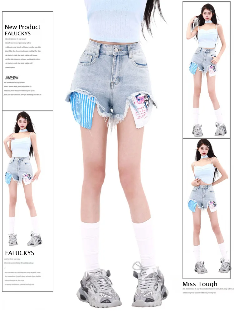 

2024 Summer Retro Hot Girl A-line Loose Denim Shorts Office Lady Y2k Causal High-waist American Style Slim Shorts Korean Fashion