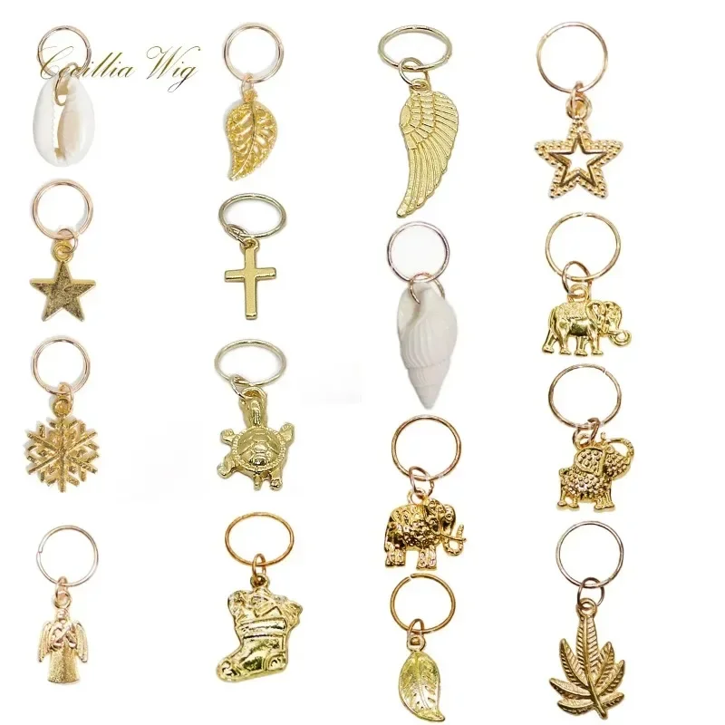 5 sztuk/worek złote liście muszla warkocz do włosów dredy koraliki klipsy plecionka gumki do włosów mankiety biżuteria dredy zapięcia akcesoria narzędzia