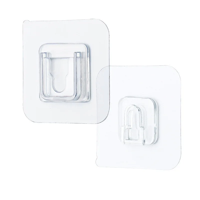 Double-Sided Adhesive Wall Hooks Hanger Strong Transparent Suction Cup Sucker Hooks Kitchen Bathroom Storage Plug Socket Holders