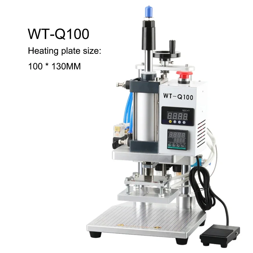 WT-Q100/ WT-QS100 Pneumatic Hot Foil Stamping Machine Desktop Leather Stamping Hot Press Embossers Heat Press Machine 220V/110V