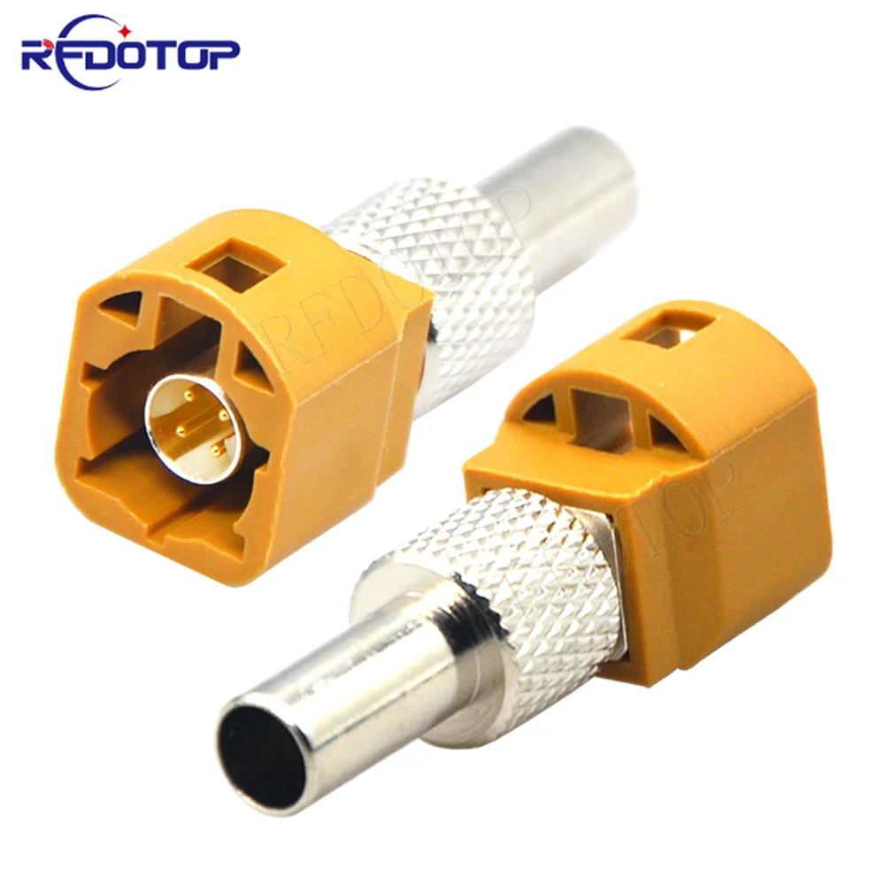 1Pcs Curry HSD Fakra Code K Straight Male Plug 4 Pin Connector Crimp for Dacar 535 4 Core Coaxial Cable Car Reversing LVDS