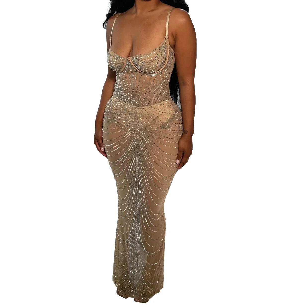 파티 스팽글 드레스 여성 우아한 칵테일 슬링 2025 브이 넥 블랙 드레스 슬릿 이브닝 드레스 파티 드레스 메쉬 일반 베스 티드