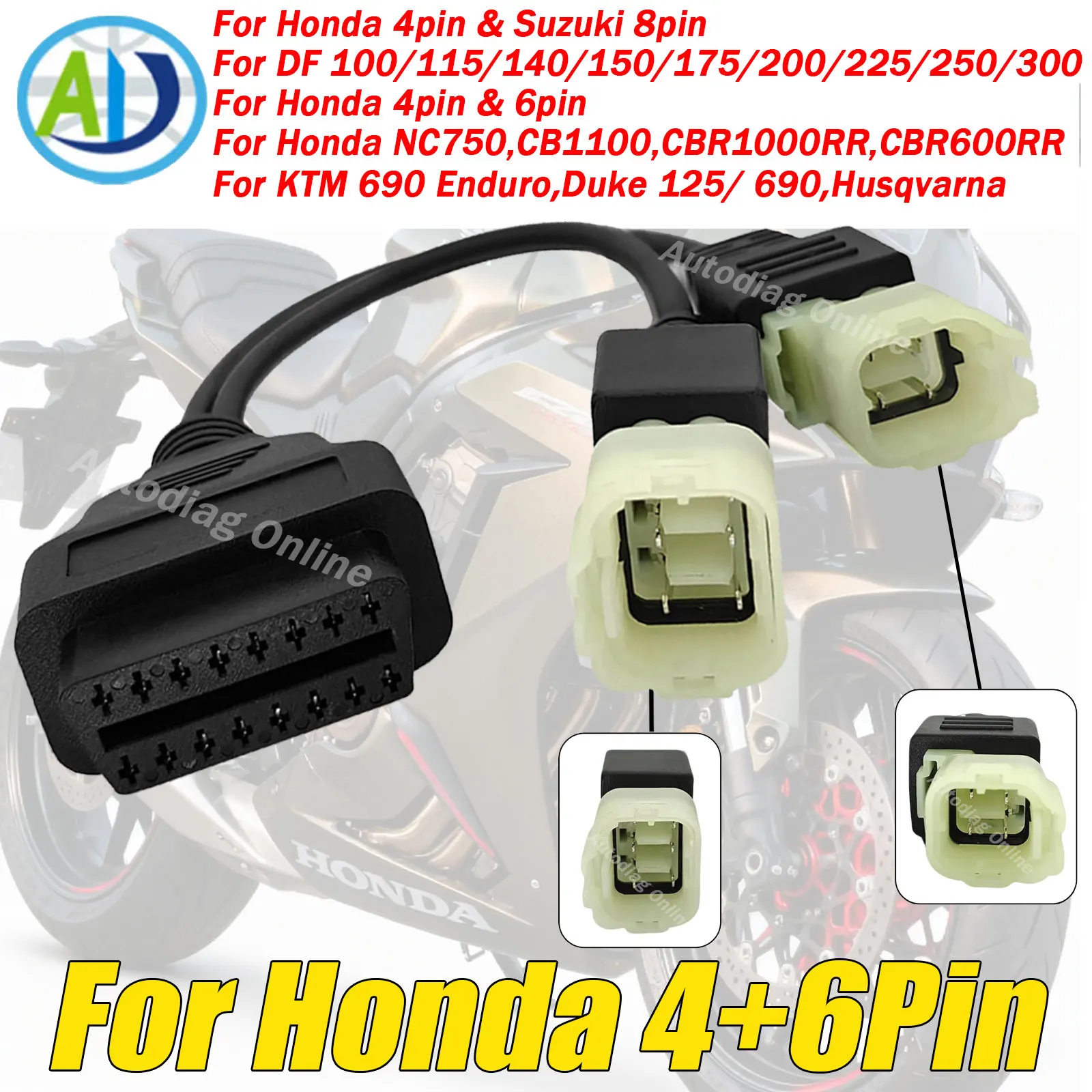 

OBD2 Adapter Cable for Honda 4pin Suzuki 8pin Motorcycle Diagnostic Adapter For KTM 690 Enduro,Duke 125/690 OBD Diagnostic Cable