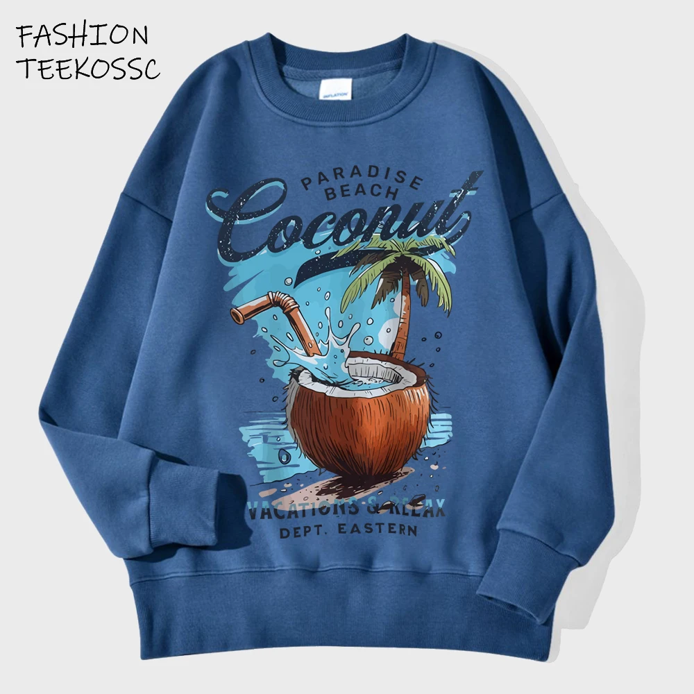 

Pardise Beach Cocount Vacation Relax Мужская толстовка Модные пуловеры Повседневная свободная одежда Осенний флис унисекс с длинным рукавом