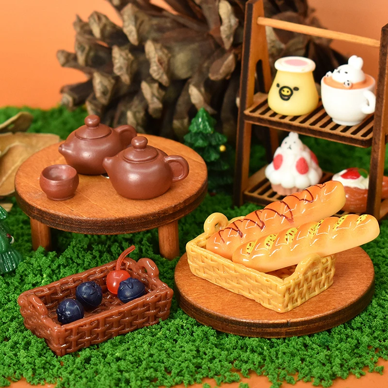 5Pcs 1/12 Dollhouse Simulation Bread Baskets Model Dollhouse Miniature Kitchen Furniture Decoration Dolls House Accessories