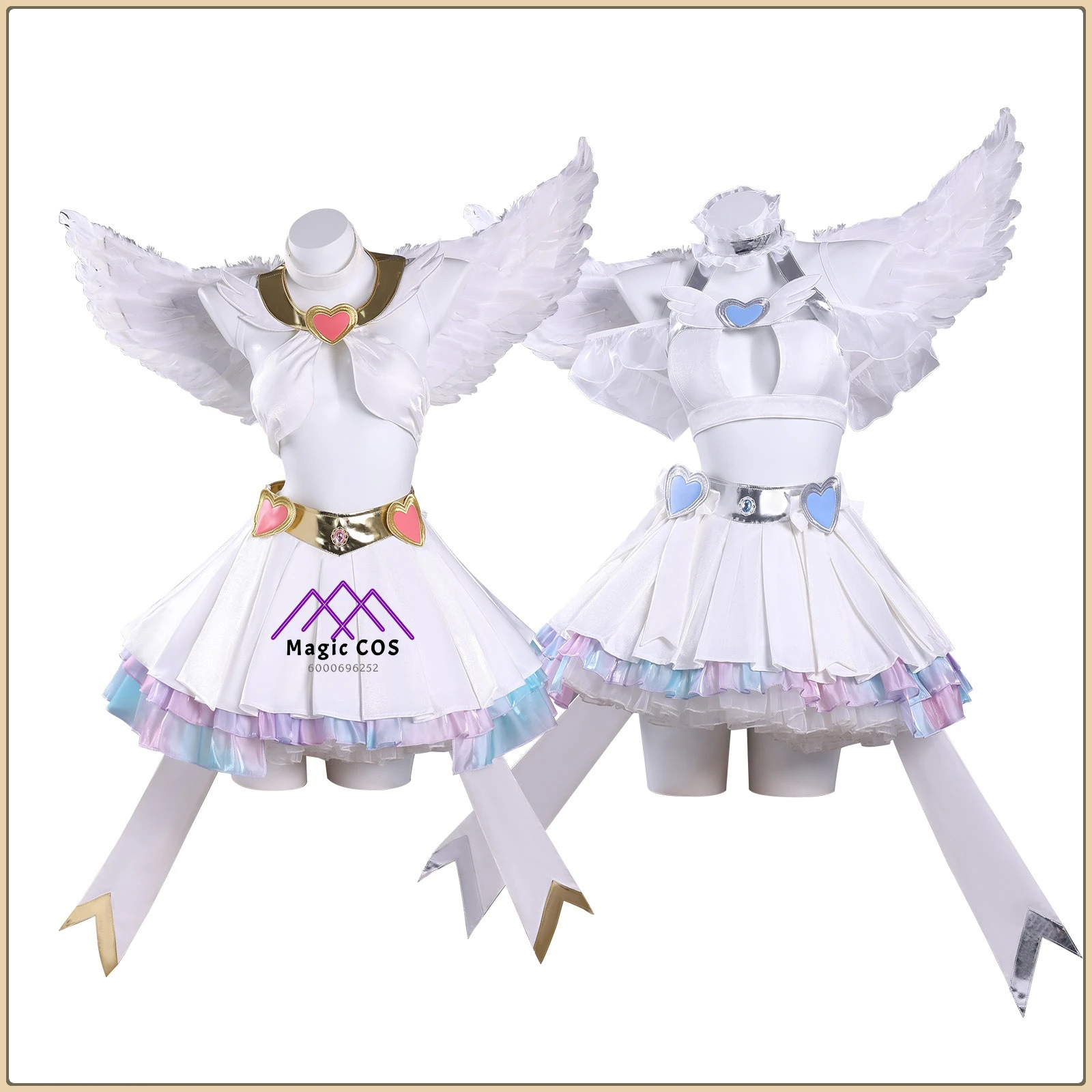 

Anime Panty & Stocking with Garterbelt Role Playing Outfit Cute White Angel Costume + Wings Set High Quality Cosplay Costume