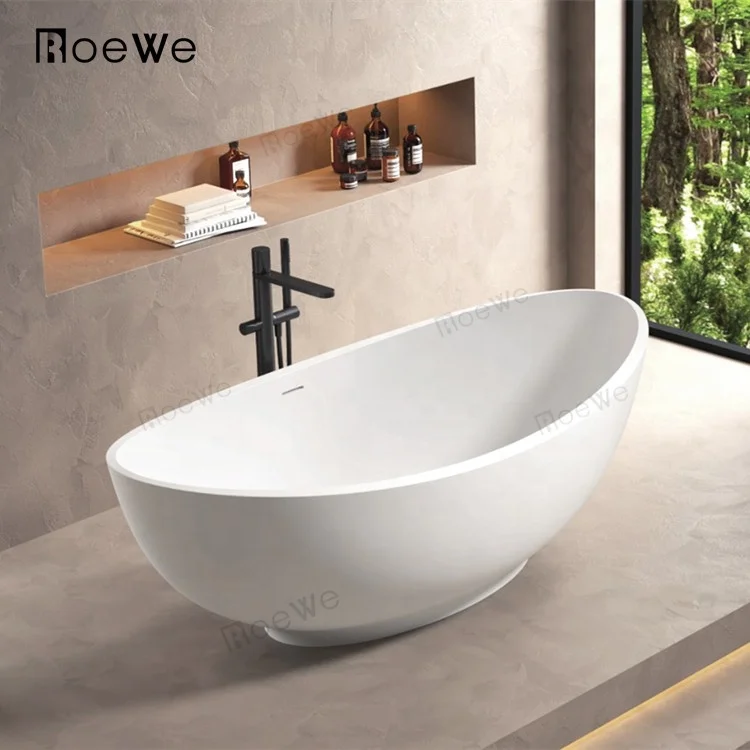 Freestanding Composite Tub Cast Stone Resin Bathtubs Modern Bathroom Artificial Stone Surface Bathtub