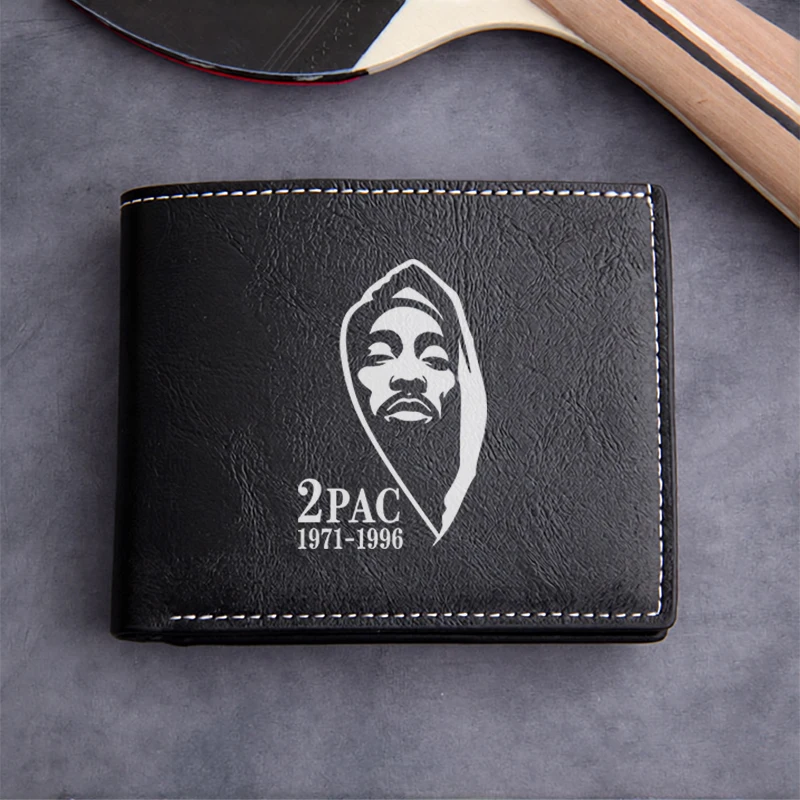 2PAC ICONIC PORTRAIT EMBOSSED PU LEATHER MEN'S SLIM WALLET LIGHTWEIGHT DURABLE DESIGN FOR EVERYDAY USE