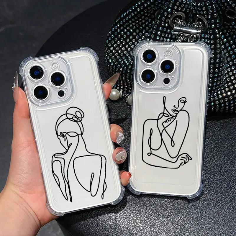 

Minimalist Female Body Wire Art Phone Case For Samsung Galaxy A57 A56 A36 A37 A55 A54 A52 A35 A34 A17 A16 A15 A07 A06 Soft Cover