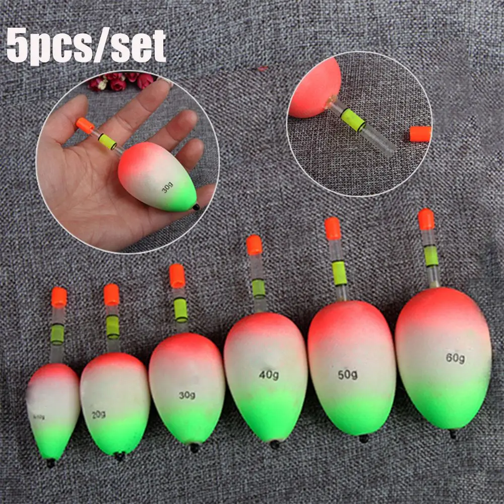 5pcs/set EVA Luminous Floating Floats Sea Rock Fishing Striking Hard Tail Belly Floats 10g/15g/20g/30g/40g/50g/80g/90g/100g