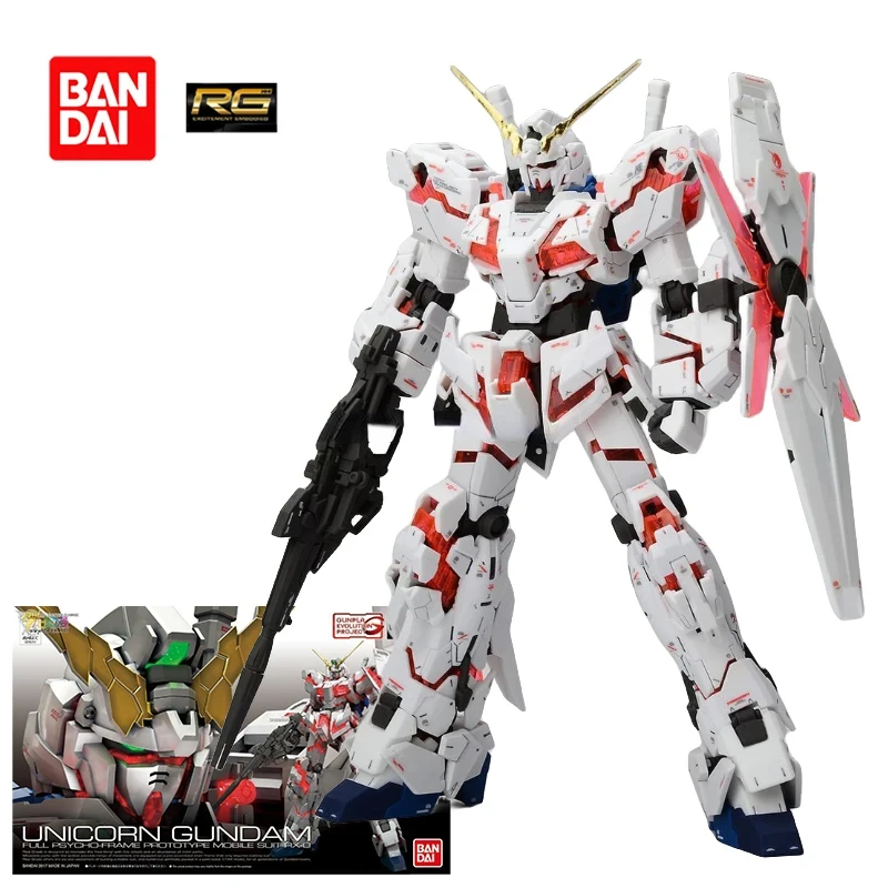 In Stock Bandai Gundam Unicorn RX-0 RG Gundam Assembled Model Psycho-Frame Complete Prototype Mobile Suit Action Figure