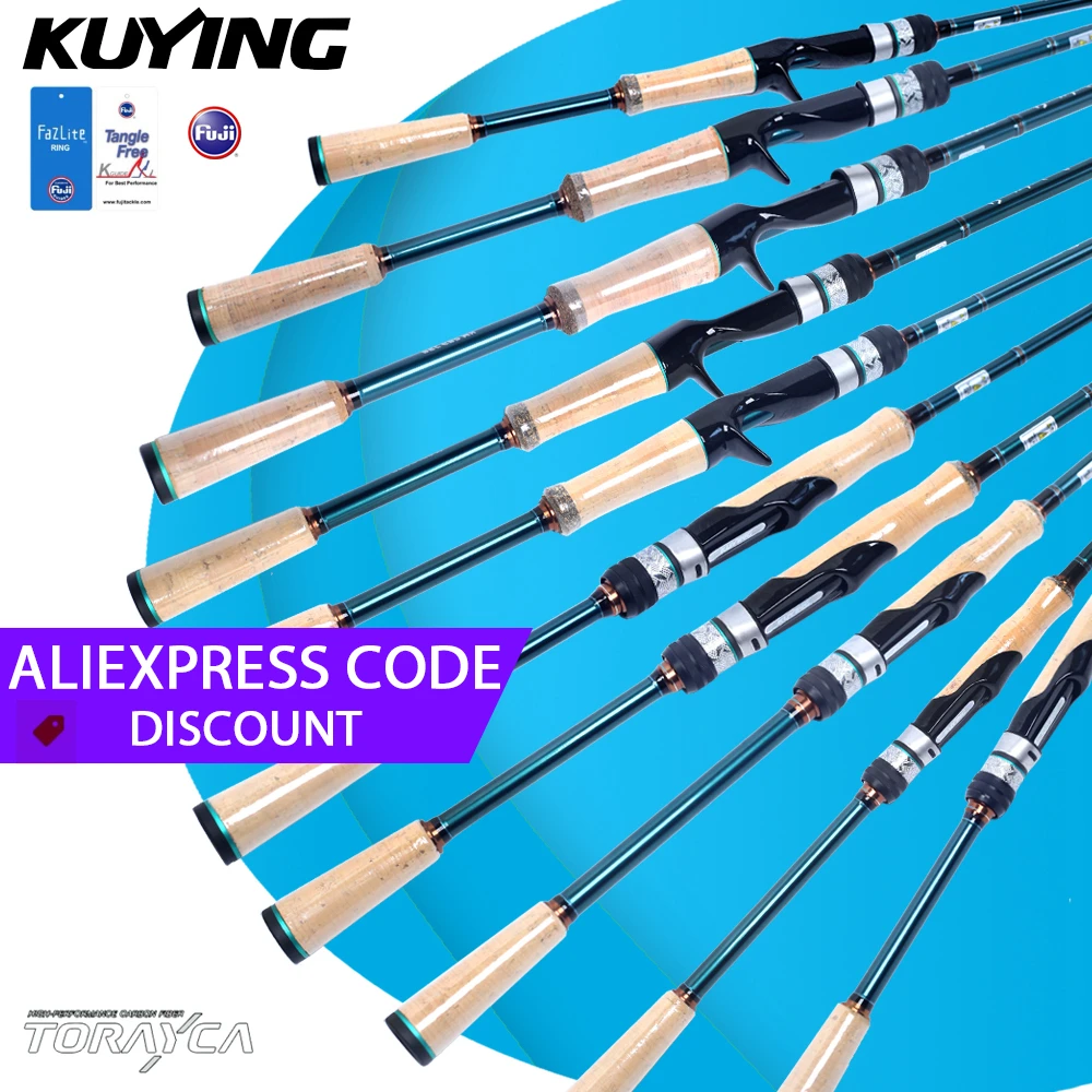 

KUYING BATTLE SONG 6'3" 6'5" 6'6" 6'8" 6'10" Fishing Rod Lure Pole Stick Cane Spinning Casting Carbon FUJI F Ring L ML M MH