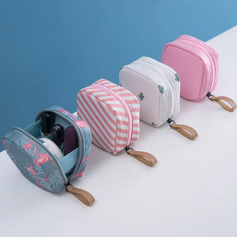 Mini bolsa de cosméticos de Flamenco de Color sólido, Cactus, bolsa de almacenamiento de artículos de tocador de viaje, bolsa de maquillaje de belleza, bolsa de cosméticos, organizador, gran oferta