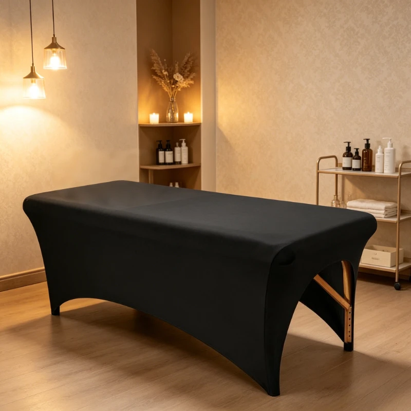 Hochelastische Schönheitssalon-Tischdecke Atmungsaktives Dehnbares Passgenaues Massageliegen-Laken Maschinenwaschbare Einfarbige Spa-Tischdecke – Detail 8