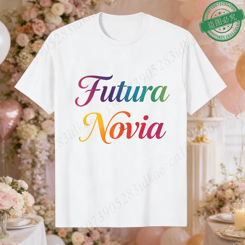 Future Bride Team Tribe Gradient Print Tops Wedding Squad Short Sleeve Tees for Spanish Girl Bachelorette Hen Party Bridal Gift