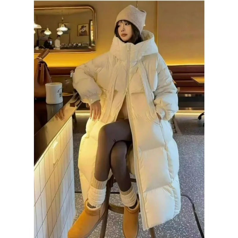 

2025 Anti-season Korean Version of Long Cotton-padded Women's Thickened Fashion Loose Warm Knee Jacket Cotton-padded Winter