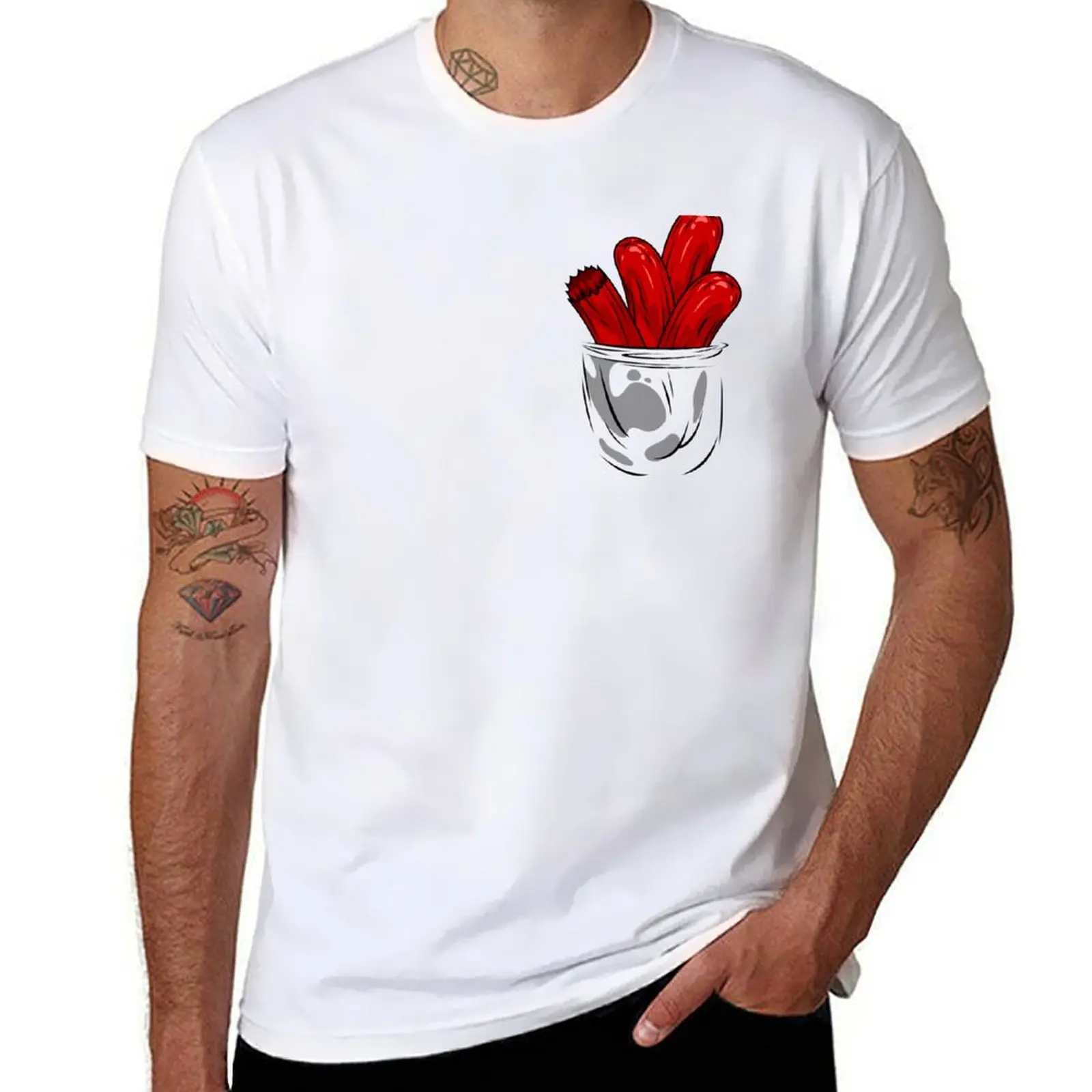 

t cotton graphic men shirt sausages Pocket shirts mens for t man man shirts casual T-Shirt t