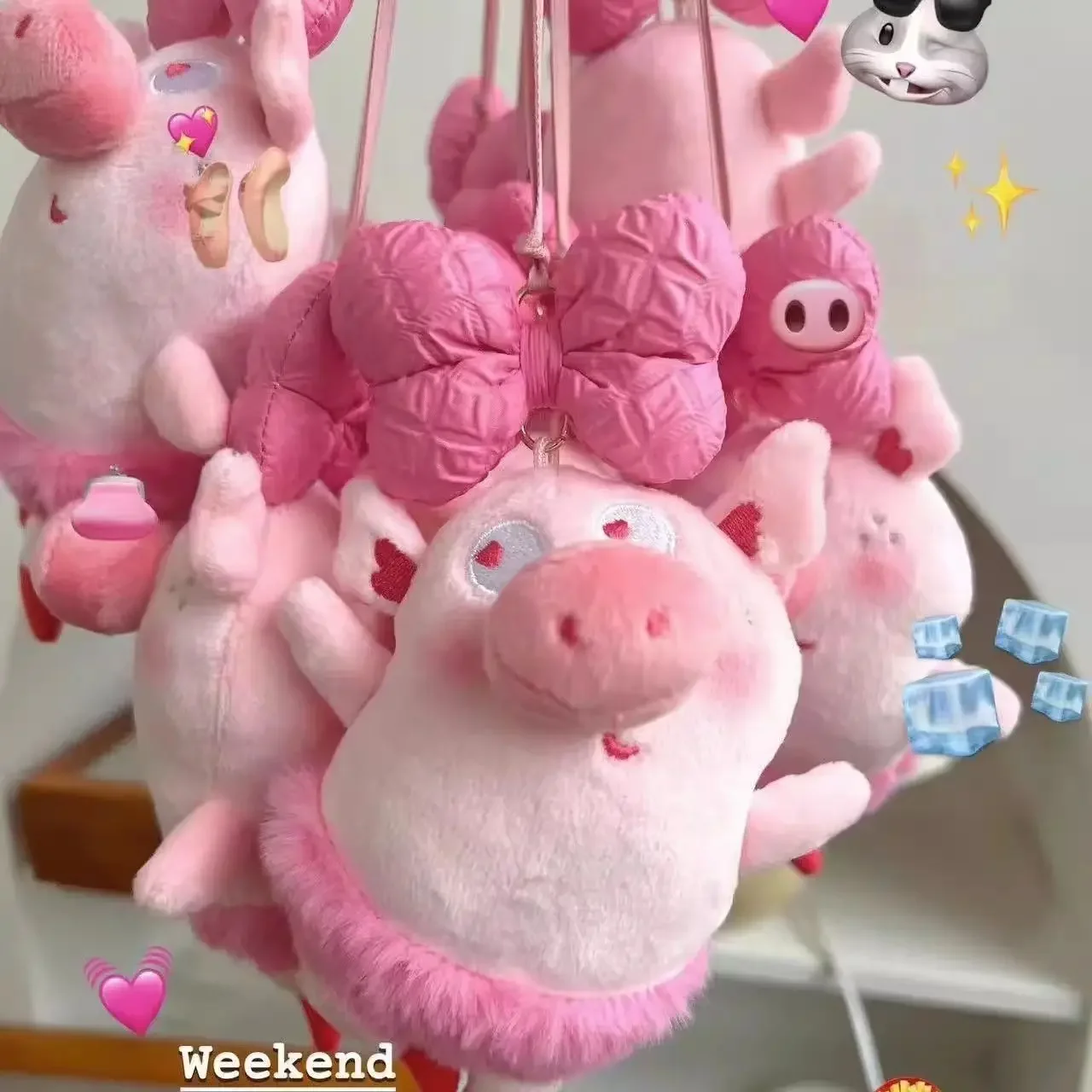 New Cute Ballet Bow Pig Animals Soft Stuffed Plush Toys Hobbies Exquisite Kawaii Backpack Decoration Birthday Gift for Girls