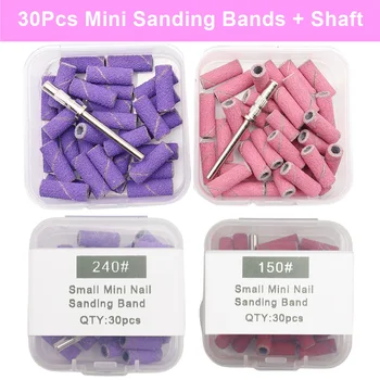 30 pièces 3.1MM Mini bandes de ponçage pour ongles avec arbre 3/32 