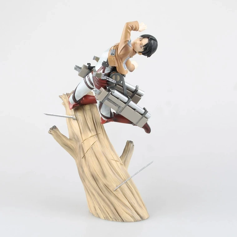 

28cm Attack On Titan Levi 'Tree Trunk Battle Pose' - Captain Levi Scene Figure (Large Ver.) Anime Character Statue Collection