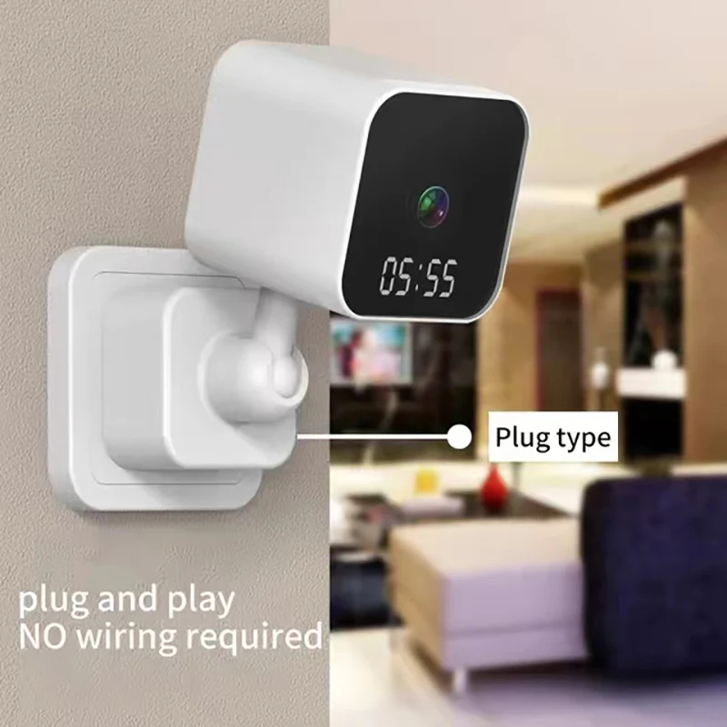 

Tuya WiFi Surveillance Camera EU&US Plug Design Home Clock Video Recorder Graffiti Smart HD Camera Vlogging Camera Action Camera